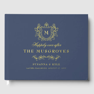 Livre D'or Antique Vintage Blason Monogramme Mariage Nuit & O