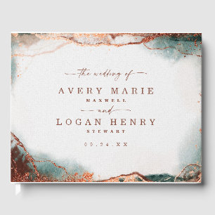 Livre D'or Aquarelle Abstraite moderne Terra Cotta Mariage