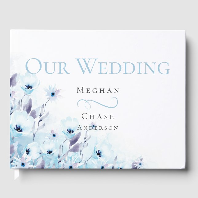 Livre d'or | Aquarelle bleu pâle Jardin d'anémone (Recto)