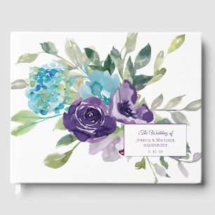 Livre D'or Aquarelle bleu violet Mariage floral