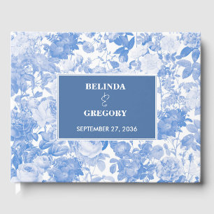 Livre D'or Aquarelle bleue Mariage de fleurs botaniques
