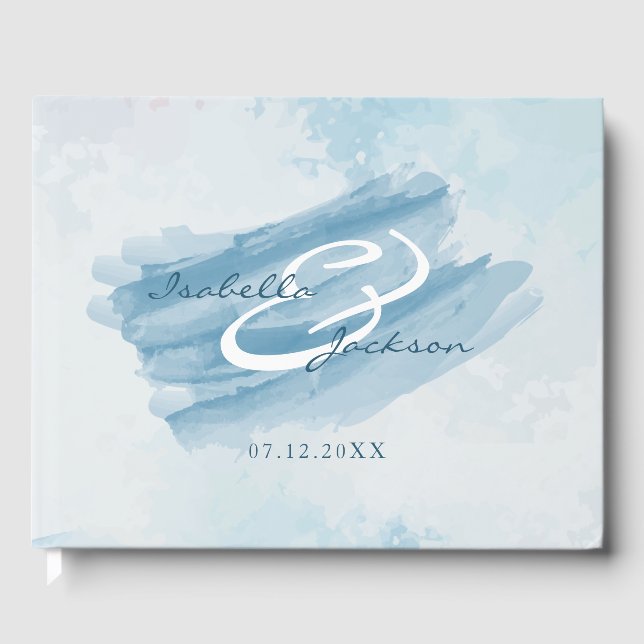 Livre D'or Aquarelle Bleue Moderne (Recto)