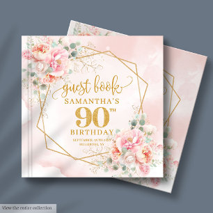 Livre D'or Aquarelle Blush Pink Gold Parties scintillant Peon