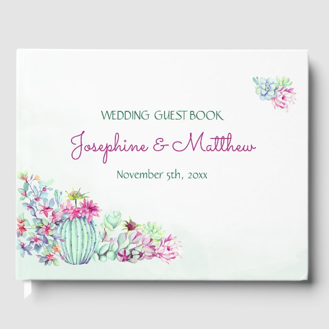 Livre D'or Aquarelle Cactus & Succulents Mariage (Recto)