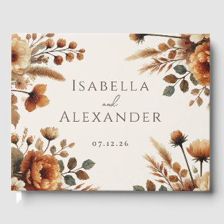 Livre D'or Aquarelle de bois de brume Chute Mariage floral