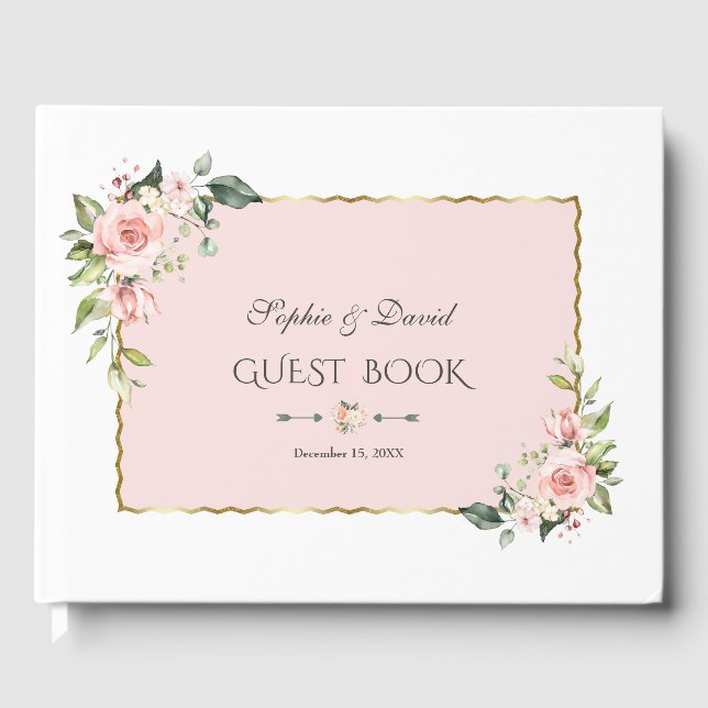Livre D'or Aquarelle Fleurs de crème pâle Mariage de cadre ro (Recto)