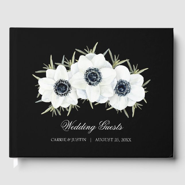 Livre D'or Aquarelle Floral Anémones Mariage (Recto)