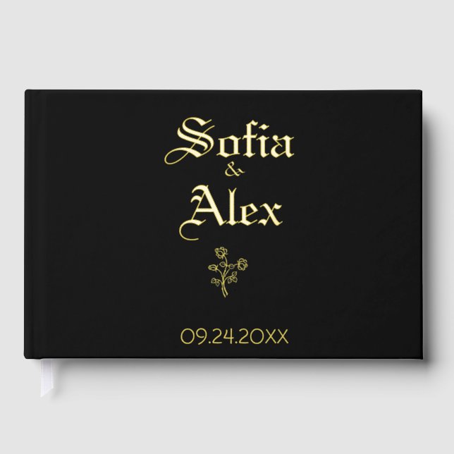 Livre D'or Aquarelle gothique rose mariage noir (Recto)