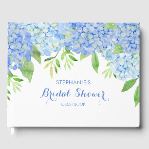Livre D'or Aquarelle Hydrangeas Blue Floral Fête des mariées