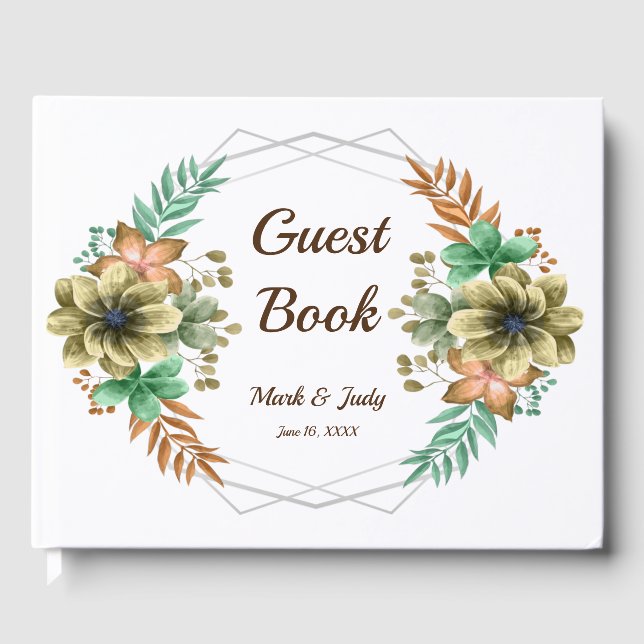 Livre D'or Aquarelle Jaune Et Orange Mariage Floral (Recto)