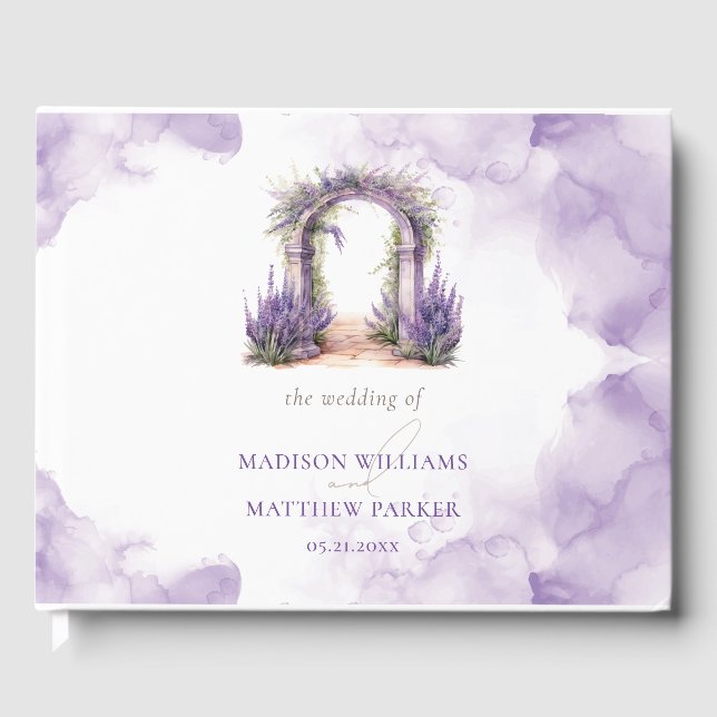 Livre D'or Aquarelle Lavender Arch Garden Mariage (Recto)