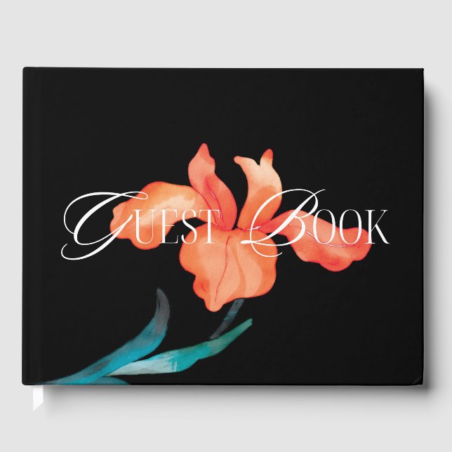 Livre D'or Aquarelle mexicaine Fleur Mariage noir (Recto)