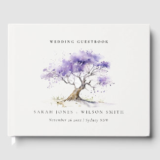 Livre D'or Aquarelle minimale Lilac Jacaranda Mariage arbre