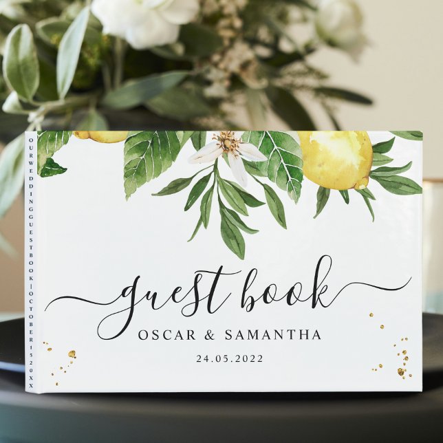 Livre D'or Aquarelle moderne Citrons et feuilles jaunes (Créateur téléchargé)