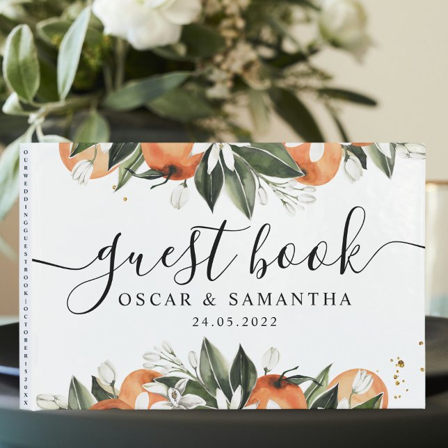 Livre D'or Aquarelle moderne Orange & Beauté Feuille (Créateur téléchargé)