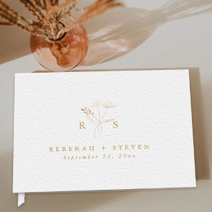 Livre D'or Aquarelle or simple   Mariage de monogramme de Bot