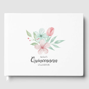 Livre D'or Aquarelle Pastel Floral Quinceanera Anniversaire