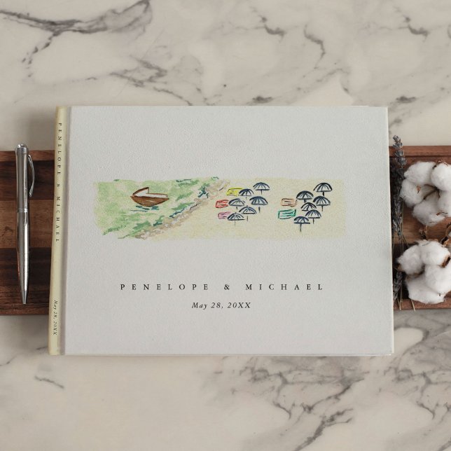 Livre D'or Aquarelle Positano Côte Amalfi Italie Mariage (Watercolor Positano Amalfi Coast Italy Wedding Guest Book)