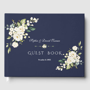 Livre D'or Aquarelle romantique Fleurs blanches Mariage de ma