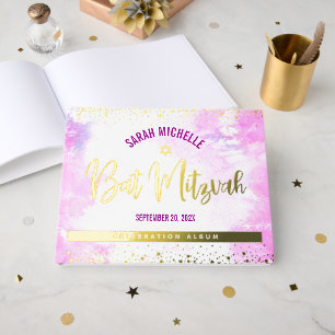 Livre D'or Aquarelle rose bat mitzvah Script Véritable Aquare
