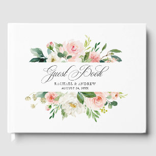 Livre D'or Aquarelle rose pâle Mariage Floral