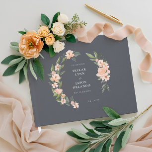 Livre D'or Aquarelle rose pâle Rose floral & Sage vert