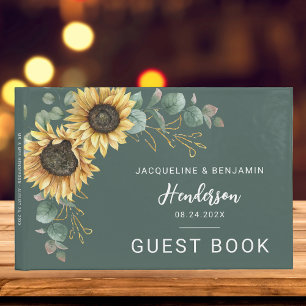 Livre D'or Aquarelle tournesol Floral Mariage Eucalyptus