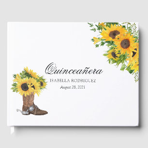 Livre D'or Aquarelle Tournesol Rustique Ouest Quinceañera