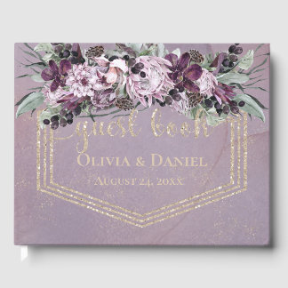 Livre D'or Aquarelle tropicale exotique Fleurs d'or Parties s
