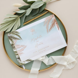 Livre D'or Aquarelle tropicale Palmiers Mariage Monogramme