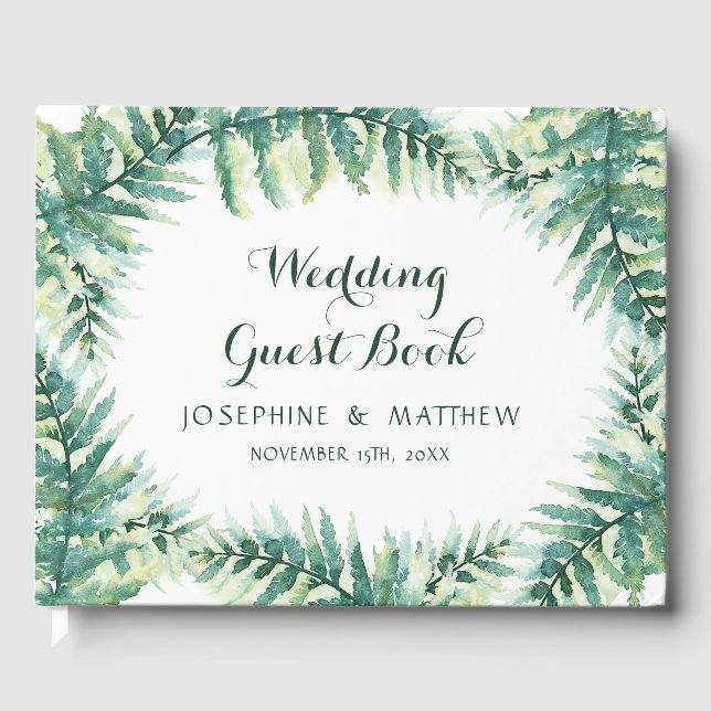 Livre D'or Aquarelle Verdure Fern Foliage Mariage (Recto)
