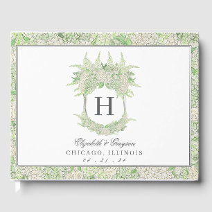 Livre D'or Aquarelle Vert et Blanc Hydrangea Crest