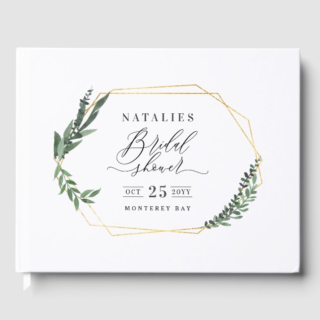 Livre D'or aquarelle vert floral élégant vin de mariage (Recto)