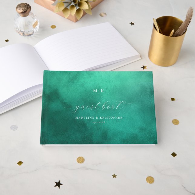 Livre d'or aquarelle vert serein (Recto ouvert)