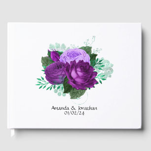 Livre D'or Aquarelle violette et verte Mariage Floral