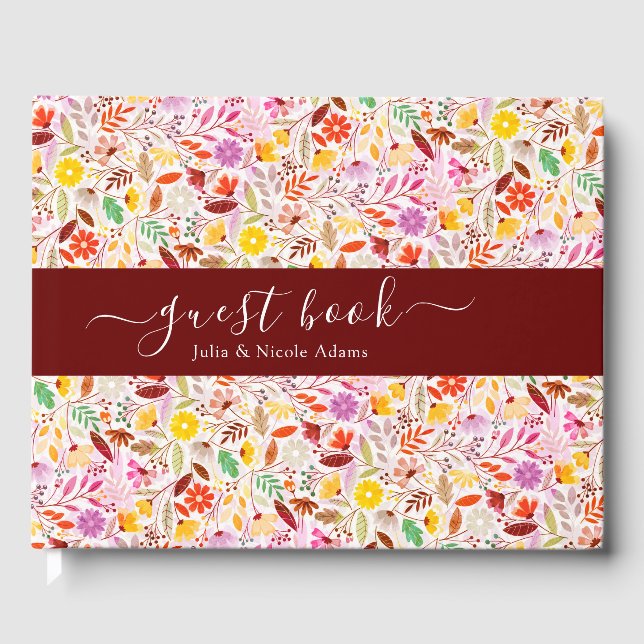 Livre D'or Aquarelles vives Fleurs de tulipe d'été Mariage (Recto)