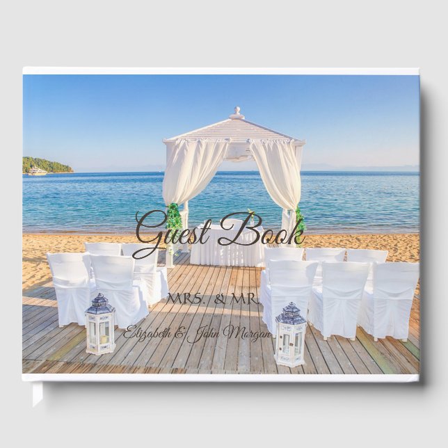 Livre D'or Arbor de plage tropicale pour mariage (Recto)