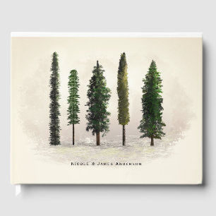Livre D'or Arbres de la forêt verte vintage mariage rustique