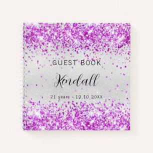 Livre d'or argent violet parties scintillant rose