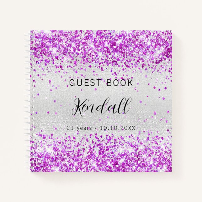 Livre d'or argent violet parties scintillant rose (Devant)