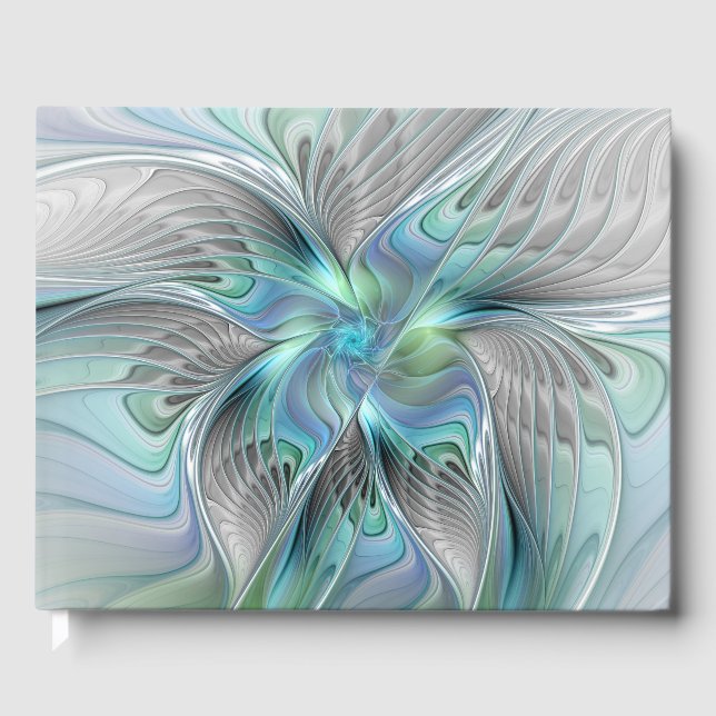 Livre D'or Art abstrait papillon bleu vert fantasy fractal (Recto)