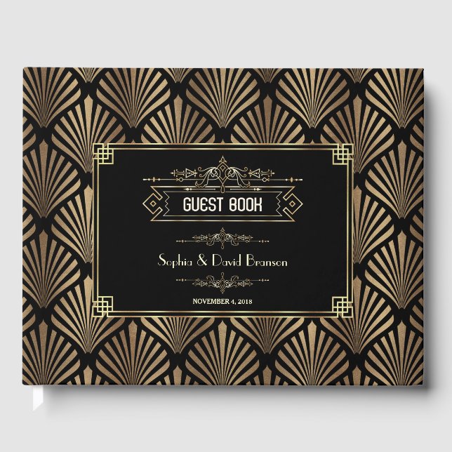 Livre D'or Art Déco Black Gatsby 1920 Style Mariage (Recto)