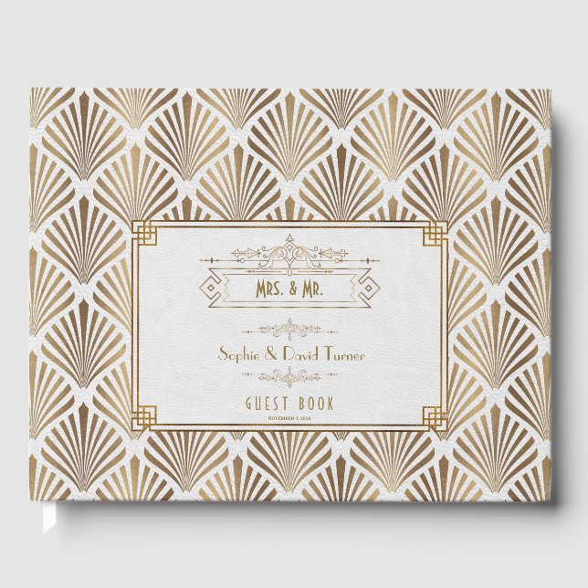 Livre D'or Art Déco White Gatsby Mariage des années 1920 (Recto)