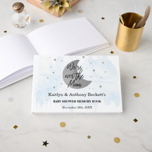 Livre D'or Au-Dessus De La Lune Mémoire Baby shower garçon