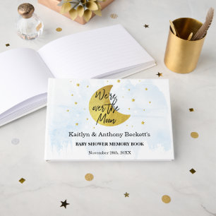 Livre D'or Au-Dessus De La Lune Mémoire Baby shower garçon