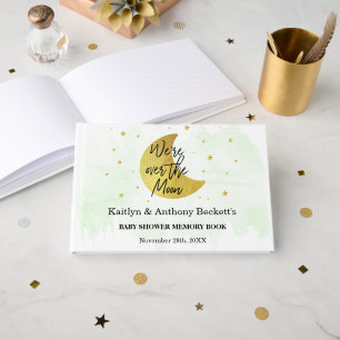 Livre D'or Au-Dessus De La Lune Mémoire Baby shower neutre