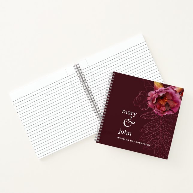 Livre d'or Automne Boho Bourguignon Rose à découpe (Intérieur)
