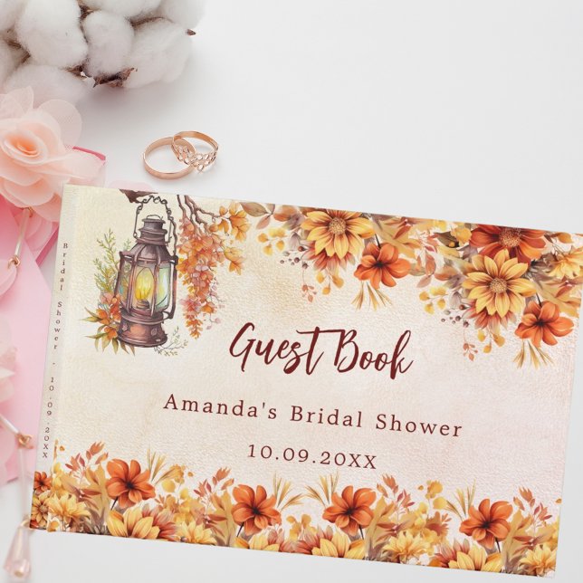 Livre D'or Automne orange feuille lanterne Fête des mariées d (Créateur téléchargé)