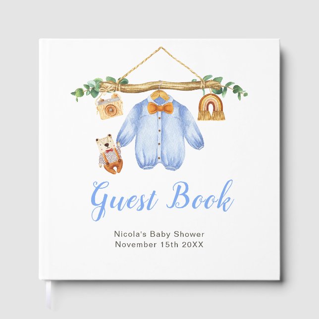 Livre D'or Autumn Fall Clothes Line Boy Baby Shower (Recto)