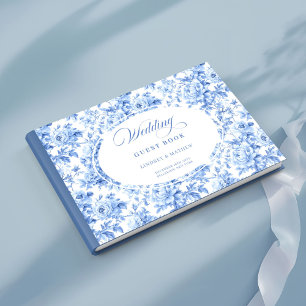 Livre d'or aux roses Toile de Jouy bleue royale so